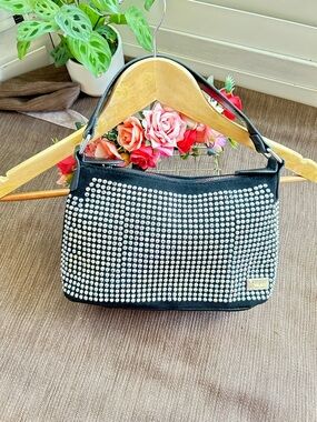 Black Shoulder Bag with Silver Stud Embellishments